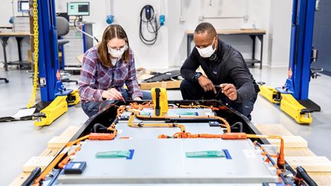 Dane Hardware, Ford Motor Co. design and release engineer, and Mary Fredrick, Ford Motor Co. battery validation engineer