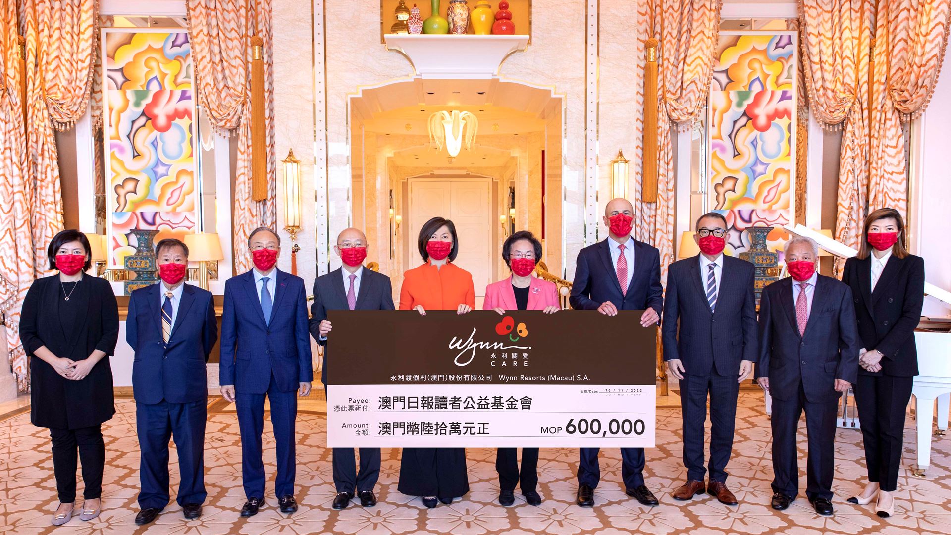 Wynn donates MOP 600,000 to Charity Fund from Readers of MDN