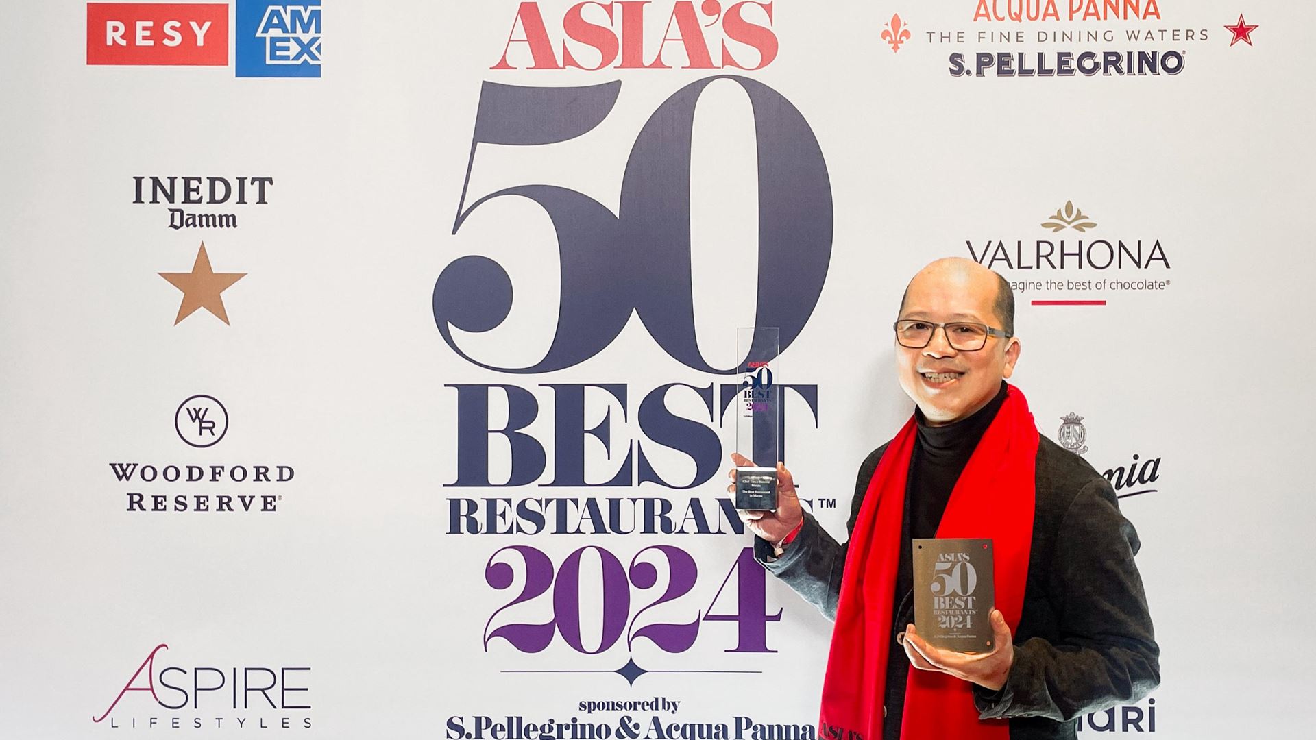 行政總廚譚國鋒率領譚卉團隊登上 2024 年度「亞洲 50 最佳餐廳」榜單， 並同時奪得「澳門最佳餐廳」殊榮
