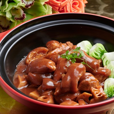 Stewed Pig's Knuckle with Lotus Root in Red Bean Curd Sauce – Wing Lei Palace