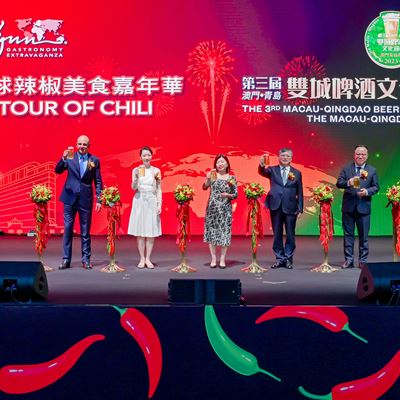Officiating guests attend the opening ceremony of "Wynn Gastronomy Extravaganza – A World Tour of Chili" and