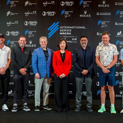 From left to right: Andy Ogletree, Sergio Garcia, Lawrence J. Burian, Linda Chen, Rahul Singh, Ian Poulter and Taichi Kh