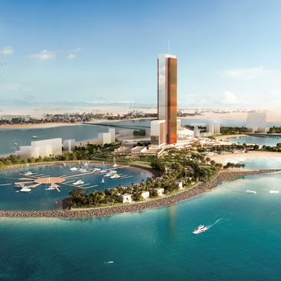 Wynn Al Marjan Island Resort Aerial View with Marina WynnResorts