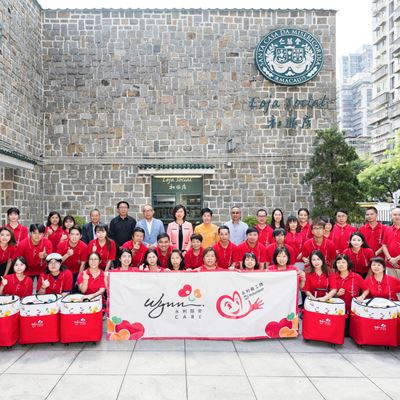 Wynn volunteers distribute food baskets to 373 underprivileged families