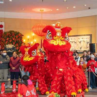 The lion dance teams danced to the beat of drums, local residents and visitors enjoyed watching the lively performances