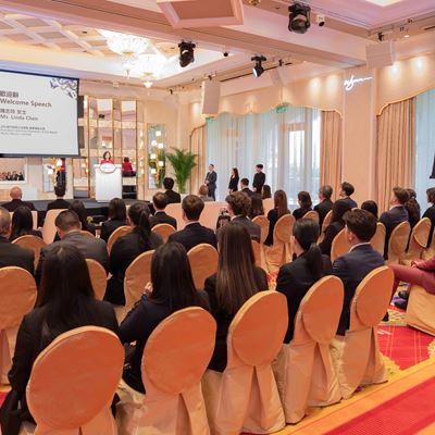 Ms. Linda Chen, President, Vice Chairman and Executive Director of Wynn Macau, Limited delivers a speech at the opening