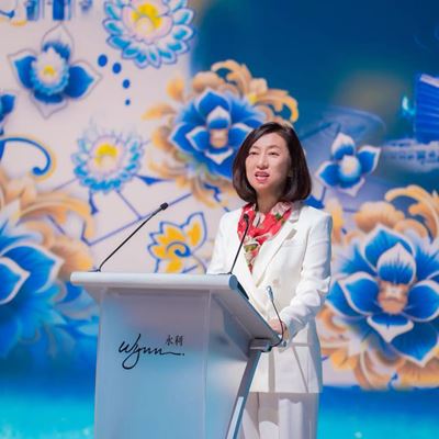The President, Vice Chairman and Executive Director of Wynn Macau, Limited, Ms. Linda Chen delivers a speech