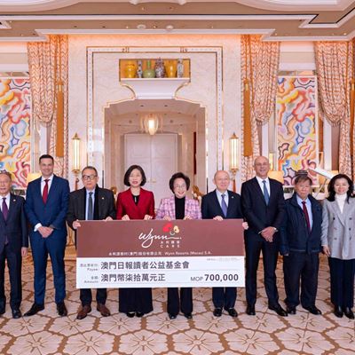 Wynn donates MOP 700 000 to the Charity Fund from the Readers of Macao Daily News