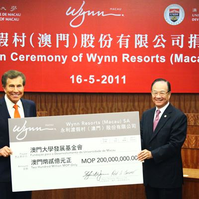 UMDF receives a donation of MOP 200 million from Wynn Resorts Macau S A