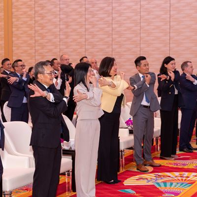 Health ambassadors led guests and team members in stretching exercises at the launch ceremony putting healthy living i