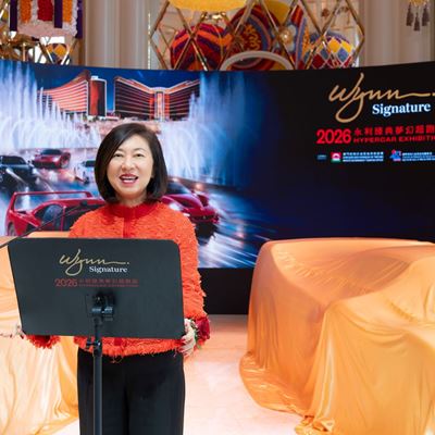 Ms Linda Chen President Vice Chairman and Executive Director of Wynn Macau Limited delivers a speech at the opening