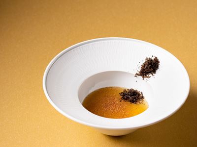 Truffle with Traditional Chicken Mousse and Consommé (Discovery Menu)