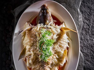 Malaysian Empurau Fish Steamed with Soy Sauce