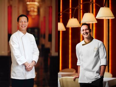 Executive Chef Chan Tak Kwong of Wing Lei at Wynn Macau and Executive Chef Helder Sequeira Amaral of SW Steakhouse at W