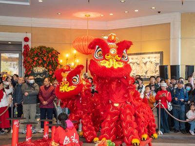 The lion dance teams danced to the beat of drums, local residents and visitors enjoyed watching the lively performances