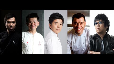 Labyrinth主廚翰立光、祥雲龍吟料理長稗田良平、Le Du主廚Thitid Tassanakajohn、Il Ristorante Luca Fantin主廚Luca Fantin及BO Innovation 主廚梁經倫