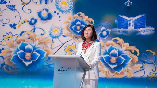 The President Vice Chairman and Executive Director of Wynn Macau Limited Ms Linda Chen delivers a speech