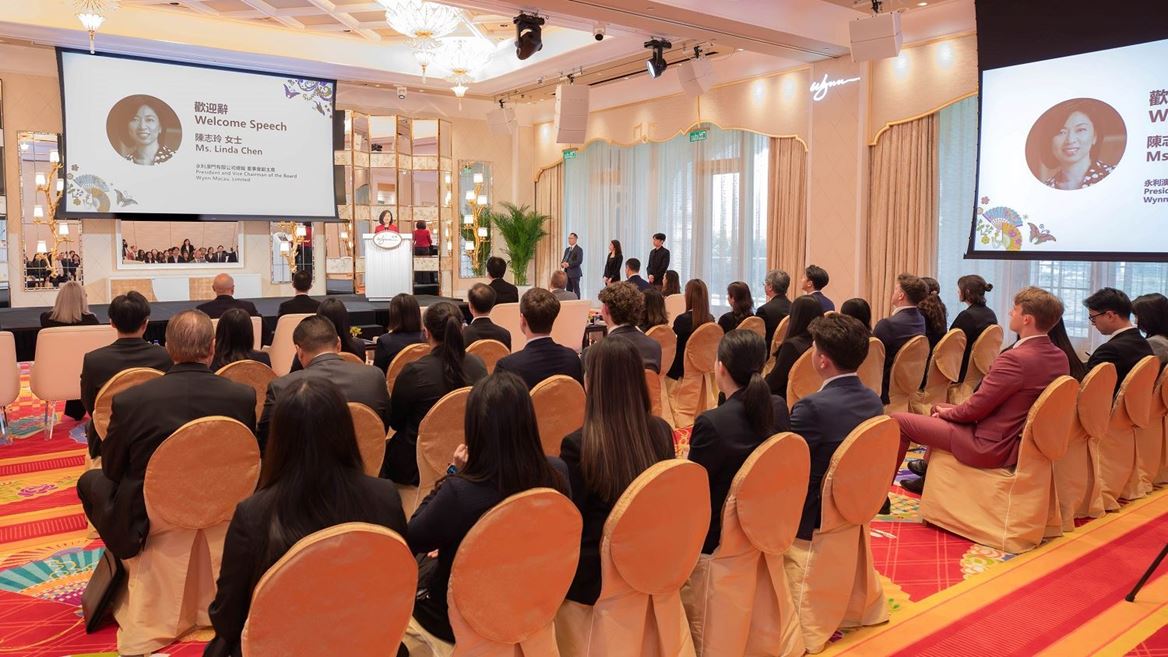 Ms Linda Chen President Vice Chairman and Executive Director of Wynn Macau Limited delivers a speech at the opening