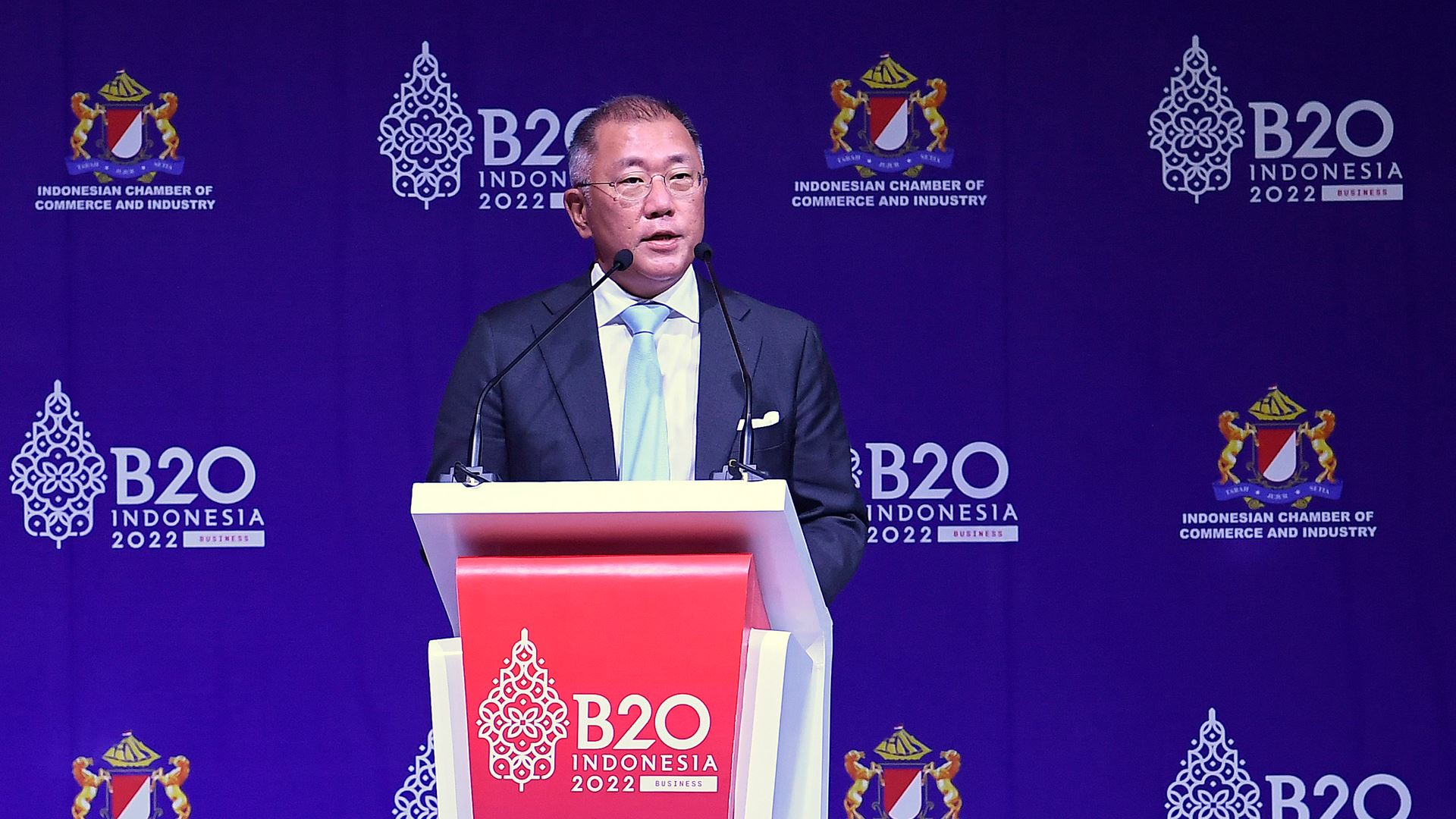 Hyundai Motor Group Executive Chair Euisun Chung, today delivered a keynote speech at the 2022 B20 Summit in Bali