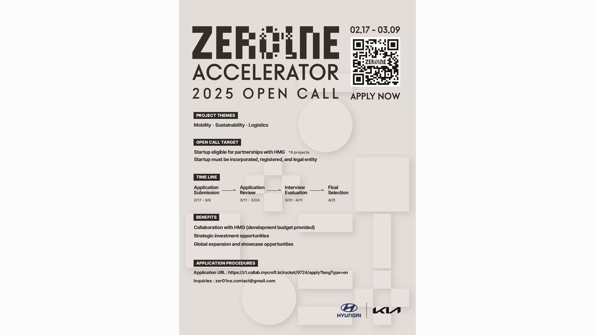 Hyundai Motor Group Welcomes Startups for 2025 ZER01NE Accelerator First Half Open Call