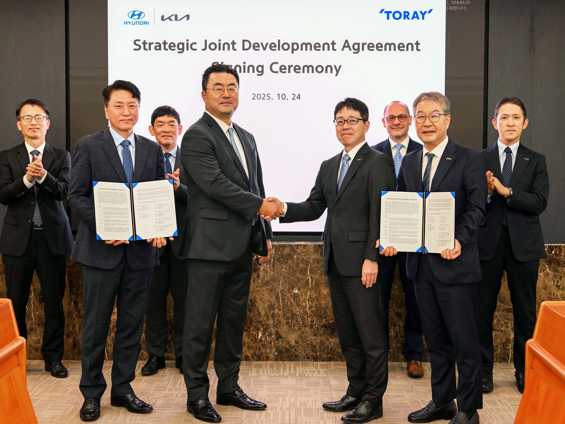 fourth from left Heung soo Kim Executive Vice President and Head of Global Strategy Office at Hyundai Motor Group