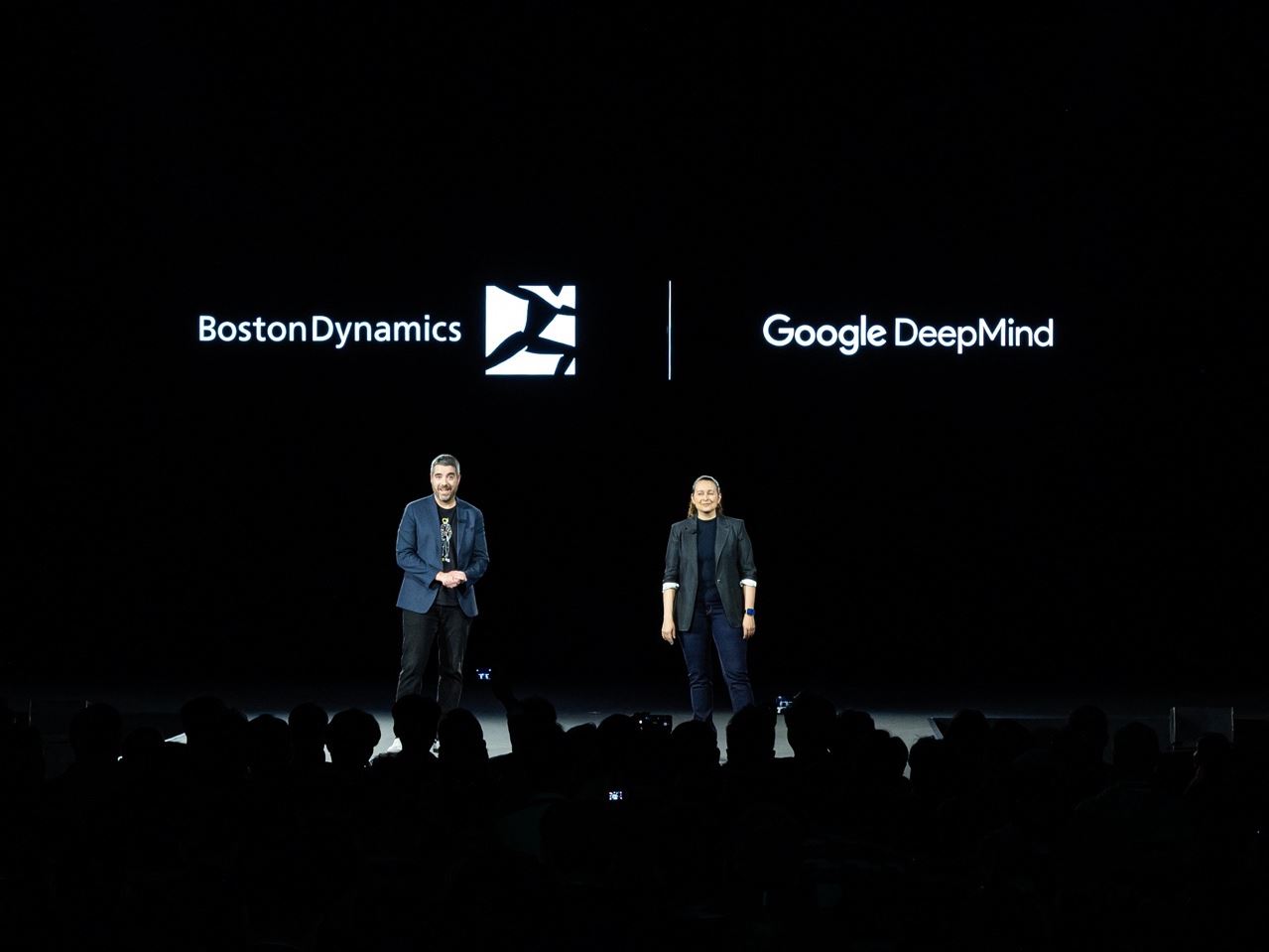 From left Alberto Rodriguez Director of Atlas Behavior at Boston Dynamics Carolina Parada Head of Robotics at Googl