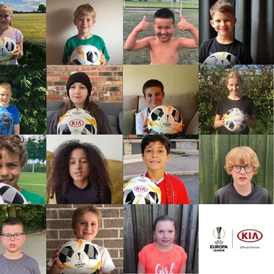 Children from all over Europe who participated in UEFA Europa League Trophy Tour driven by Kia online project, #TheDream