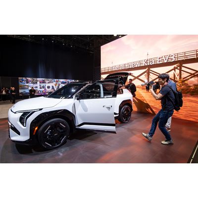 The EV3 on display at the 2026 New York International Auto Show