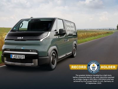 Kia PV5 Cargo sets a GUINNESS WORLD RECORDS™ title Kia PV5 Cargo sets a GUINNESS WORLD RECORDS™ title