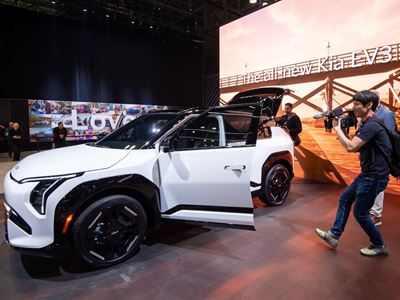 The EV3 on display at the 2026 New York International Auto Show