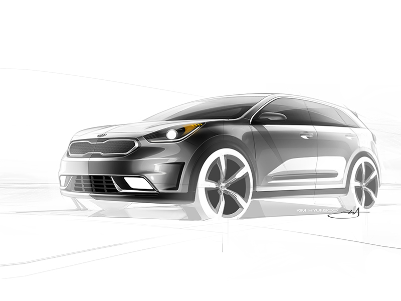 Kia Niro Production Model Rendering (front quarter)