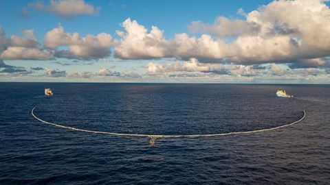 Kia X The Ocean Cleanup record catch Victoria CA Drone view