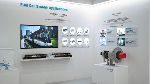 Hyundai Motor Group Exhibition Booth at H2 FC EXPO Tokyo Japan HTWO Brand and Hydrogen Refueling Solutions