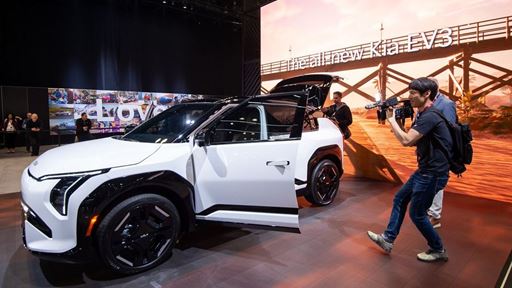 The EV3 on display at the 2026 New York International Auto Show