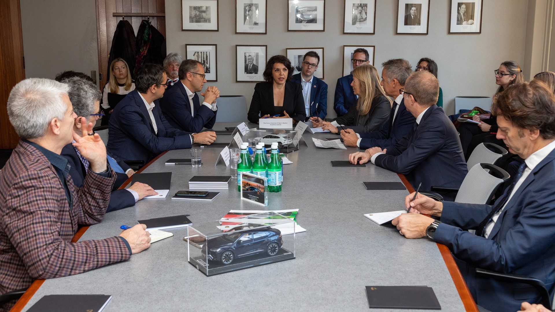 In the middle Federica Sereni, Consul General of Italy in Boston, Stefano Domenicali, Lamborghini CEO, Maurizio Reggiani