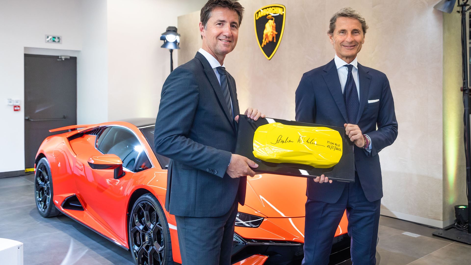 Lamborghini Monaco Grand Opening-(lh) Stephane Colmart - (rh) Stephan Winkelmann