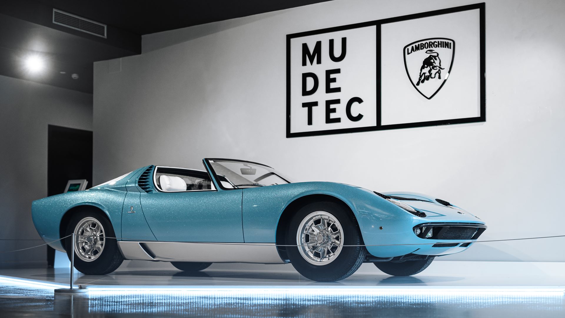 Lamborghini Miura Roadster. The unique 1968 example is on display at the  MUDETEC in Sant'Agata Bolognese until 30 November