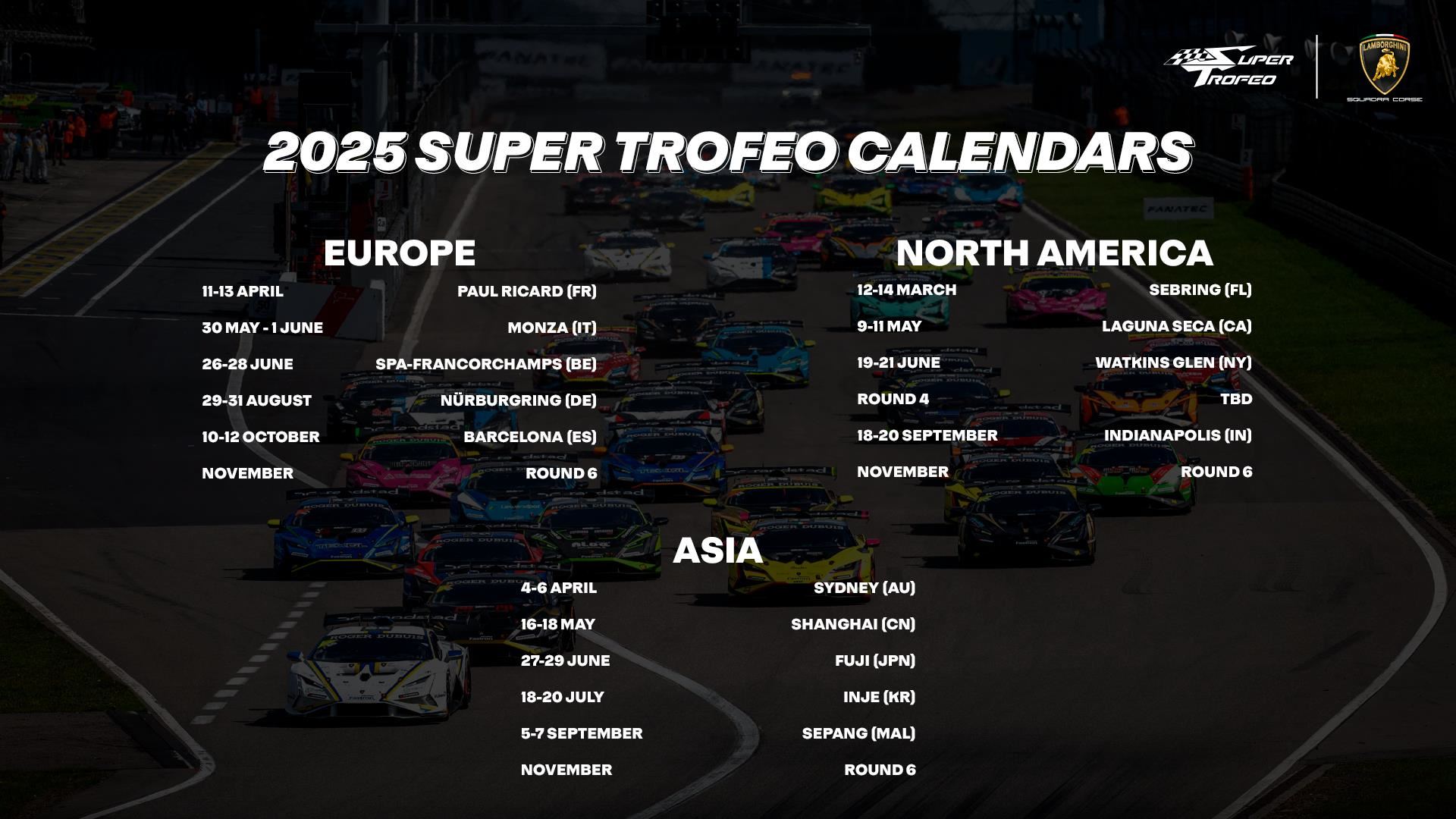 2025 Lamborghini Super Trofeo calendars