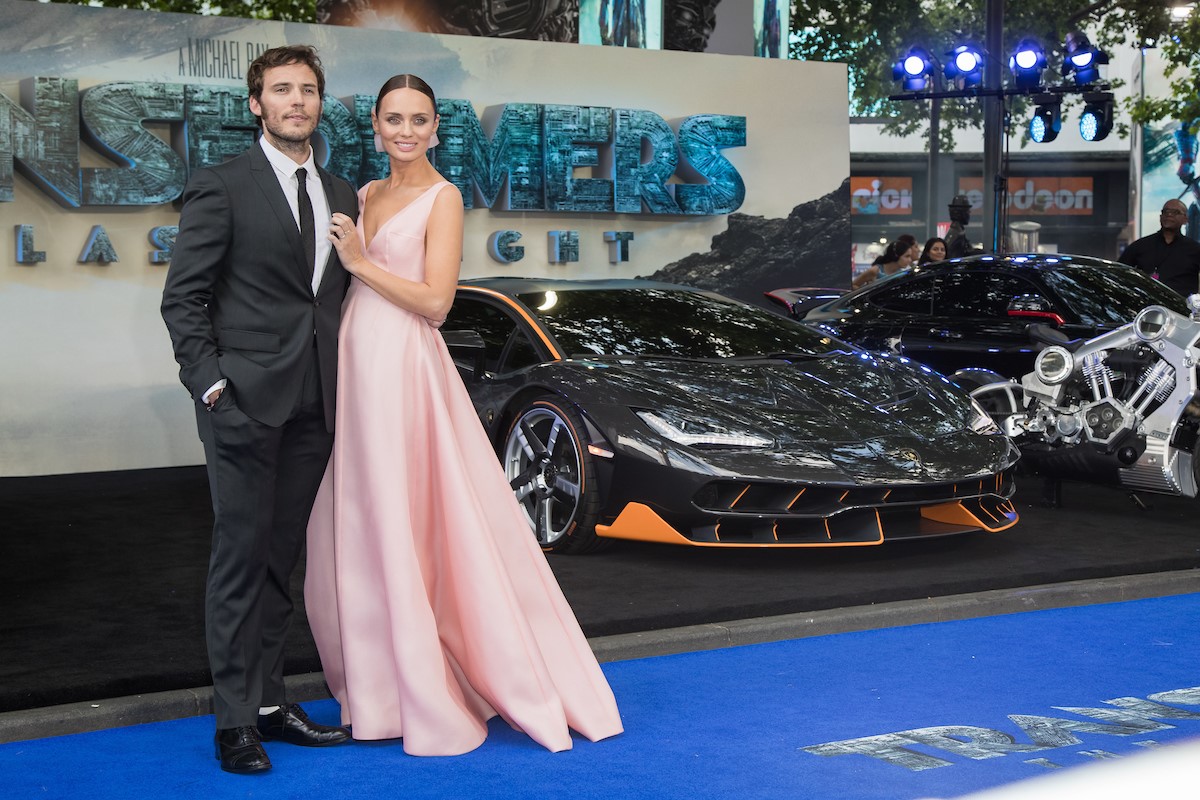 Sam Claflin, Laura Haddock and the Lamborghini Centenario at the premiere  of Transformers, The Last Knight