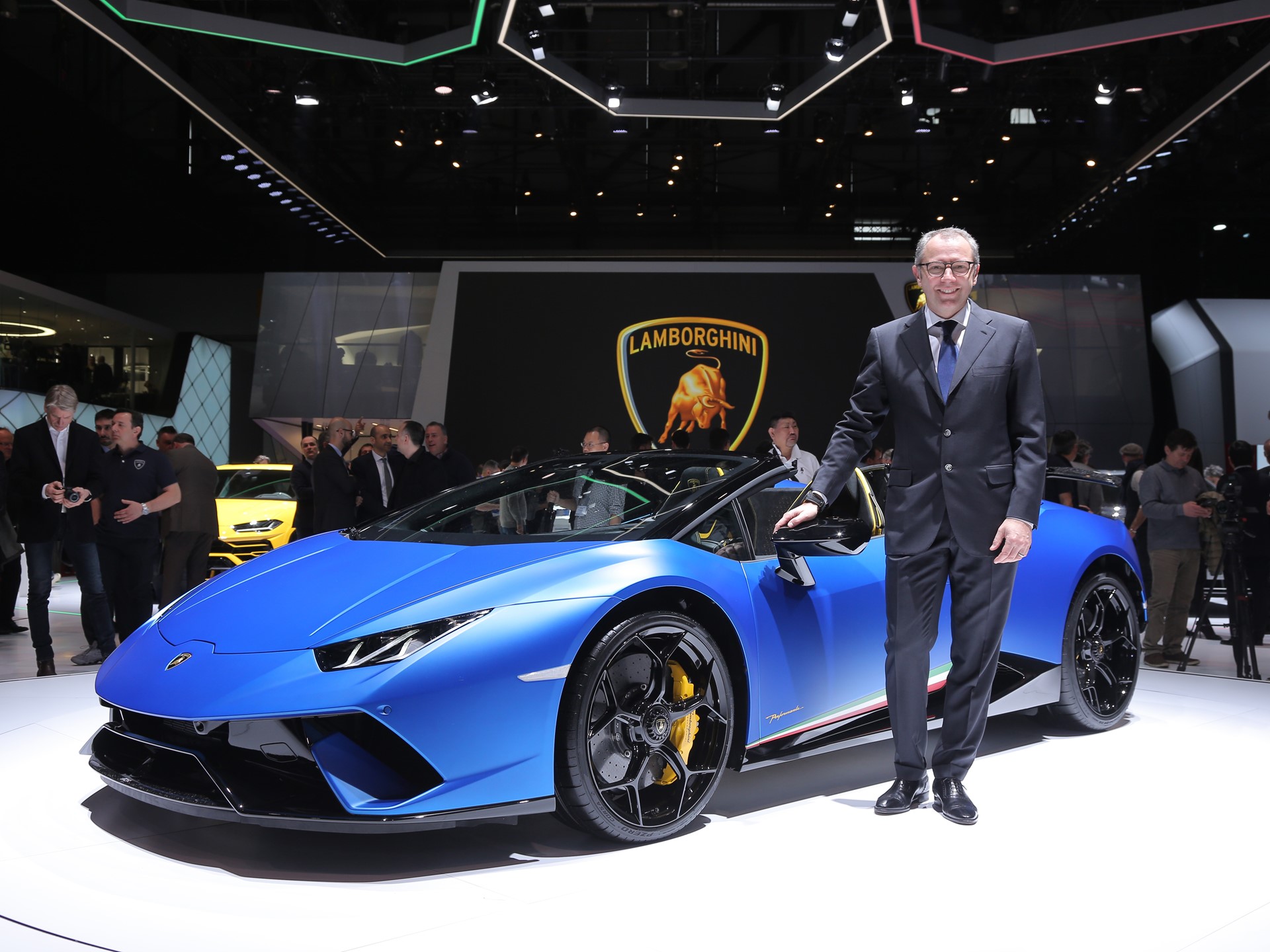 Stefano Domenicali and The Huracan Performante Spyder 2