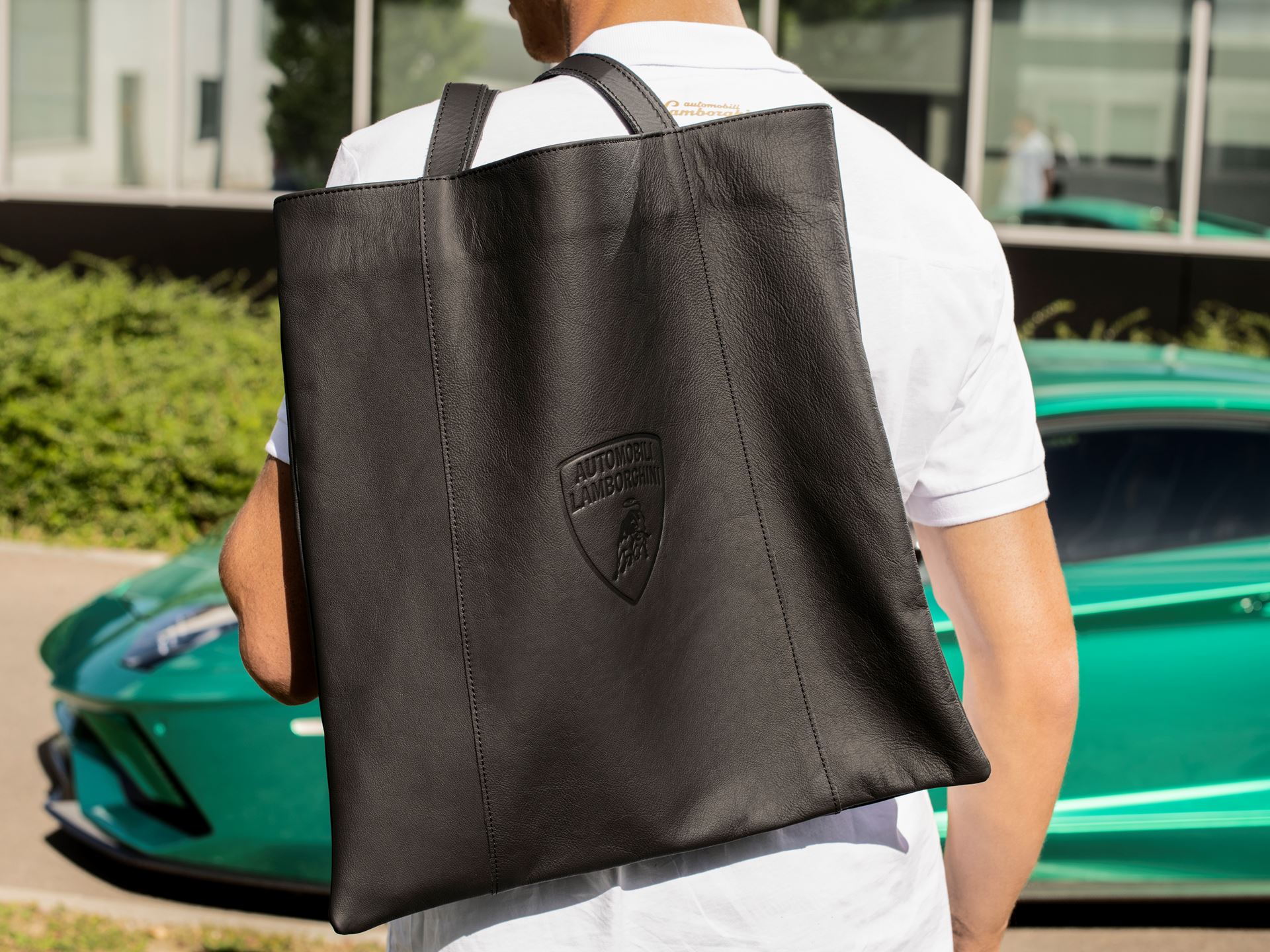 Lamborghini レザー ビジネスバッグ Automobili Lamborghini - Briefcase - Black - Made in Italy