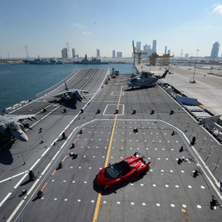 Veneno Roadster on naval aircraft carrier Nave Cavour 1