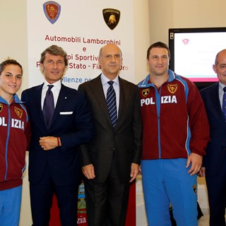 Marta Grimaldi, Stephan Winkelmann, Alessandro Pansa, Roberto Cammarelle, and Francesco Montini