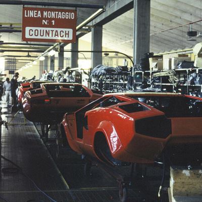 Old 1974 2024 50 years since production of the first Lamborghini Countach