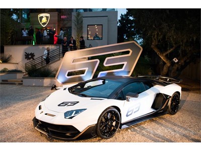 Aventador SVJ 63 on display at Lamborghini Lounge Monterey