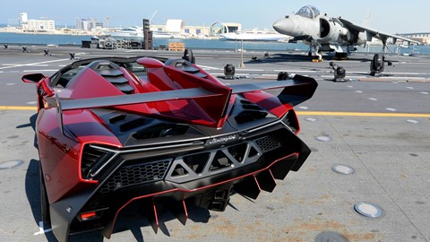 Veneno Roadster on naval aircraft carrier Nave Cavour 3