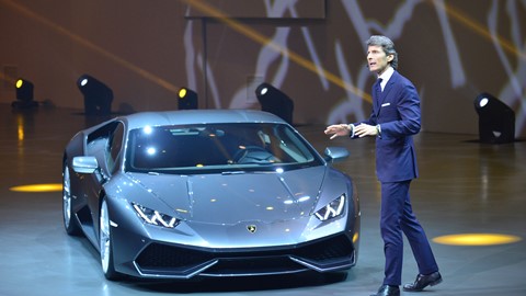 Stephan Winkelmann and Lamborghini Huracán LP 610-4 at Group Night 2014 in Beijing