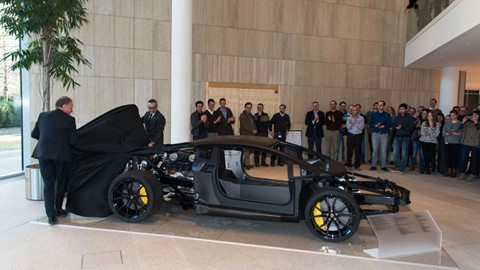 Lamborghini Aventador LP 700-4 carbon fiber monocoque on display at the European Patent Office in Munich