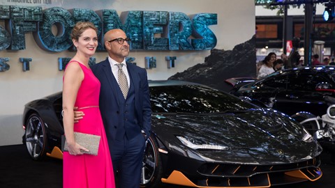 Felicity Blunt, Stanley Tucci and the Lamborghini Centenario at the premiere of Transformers, The Last Knight
