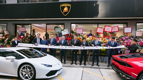 Lamborghini executives at the ribbon cutting ceremony